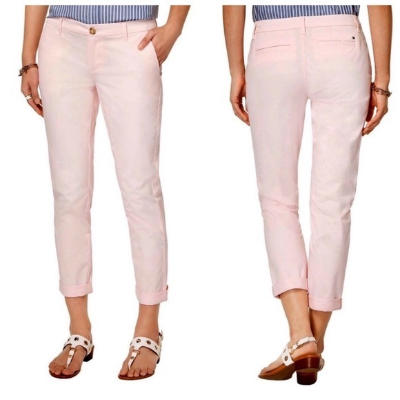 Tommy Hilfiger Hampton Stretch Slim Pink Chino Pants Sz 16 NWT - Picture 1 of 14